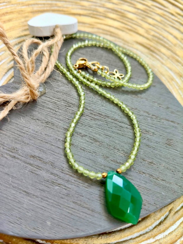 Colier CHOKER peridot & onix verde