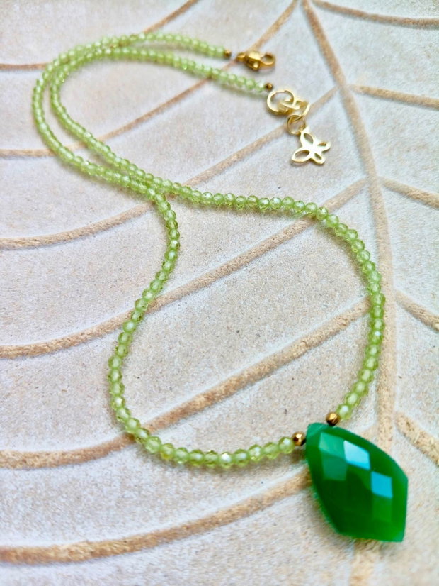 Colier CHOKER peridot & onix verde