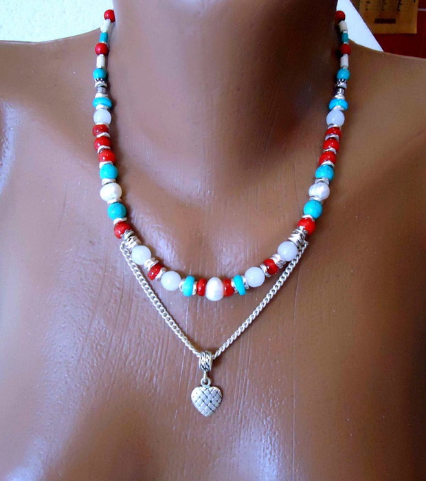 Splendor /  Perle, Argint, turquoise, coral