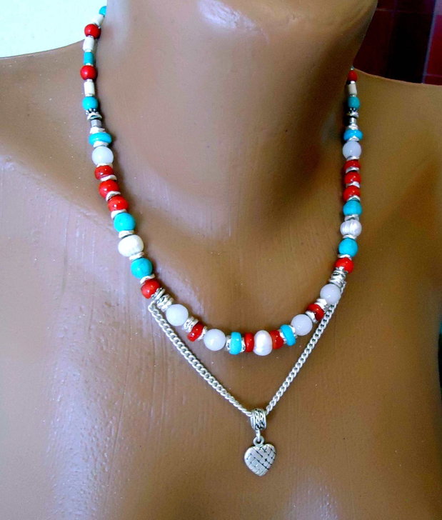 Splendor /  Perle, Argint, turquoise, coral