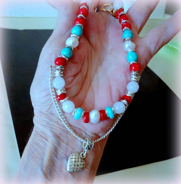 Splendor /  Perle, Argint, turquoise, coral