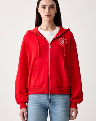 Tommy Hilfiger hanorac cu fermoar și glugă pentru femei din bumbac