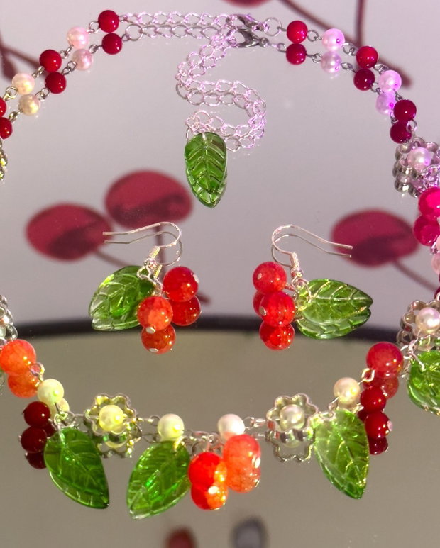 Set Colier & Cercei Handmade Cherry Blossom
