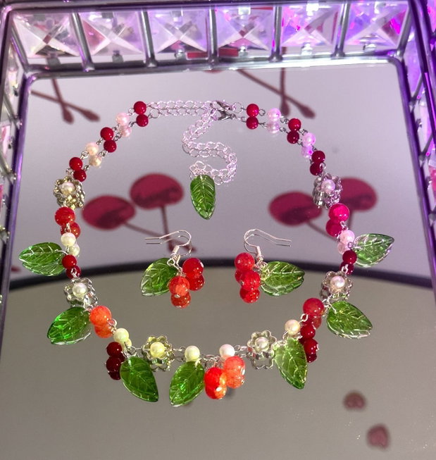 Set Colier & Cercei Handmade Cherry Blossom