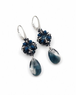 Cercei eleganti din cristale Swarovski si tortite argint