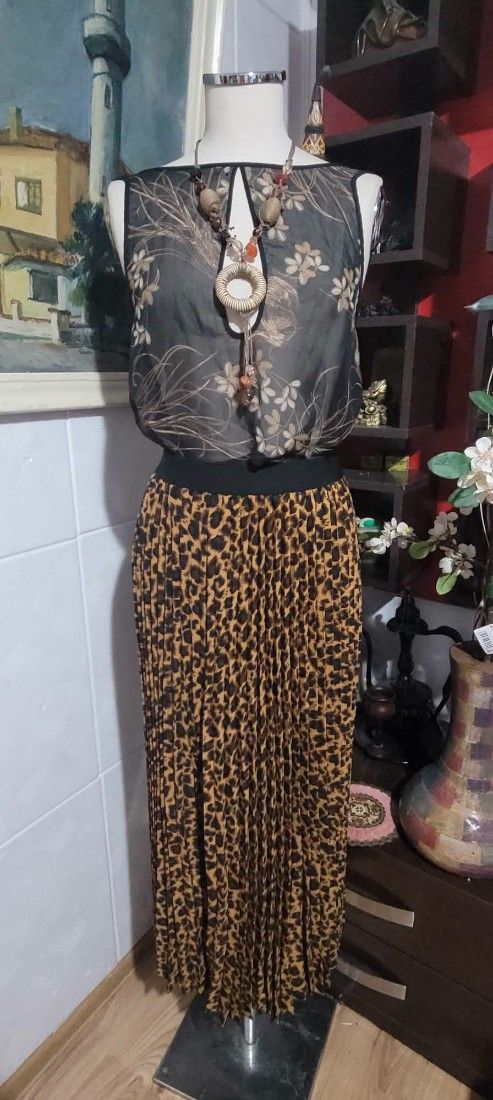 Fusta plisata animal print
