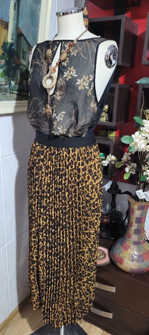 Fusta plisata animal print