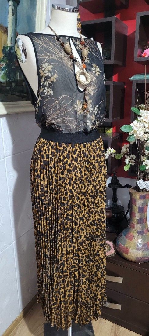 Fusta plisata animal print