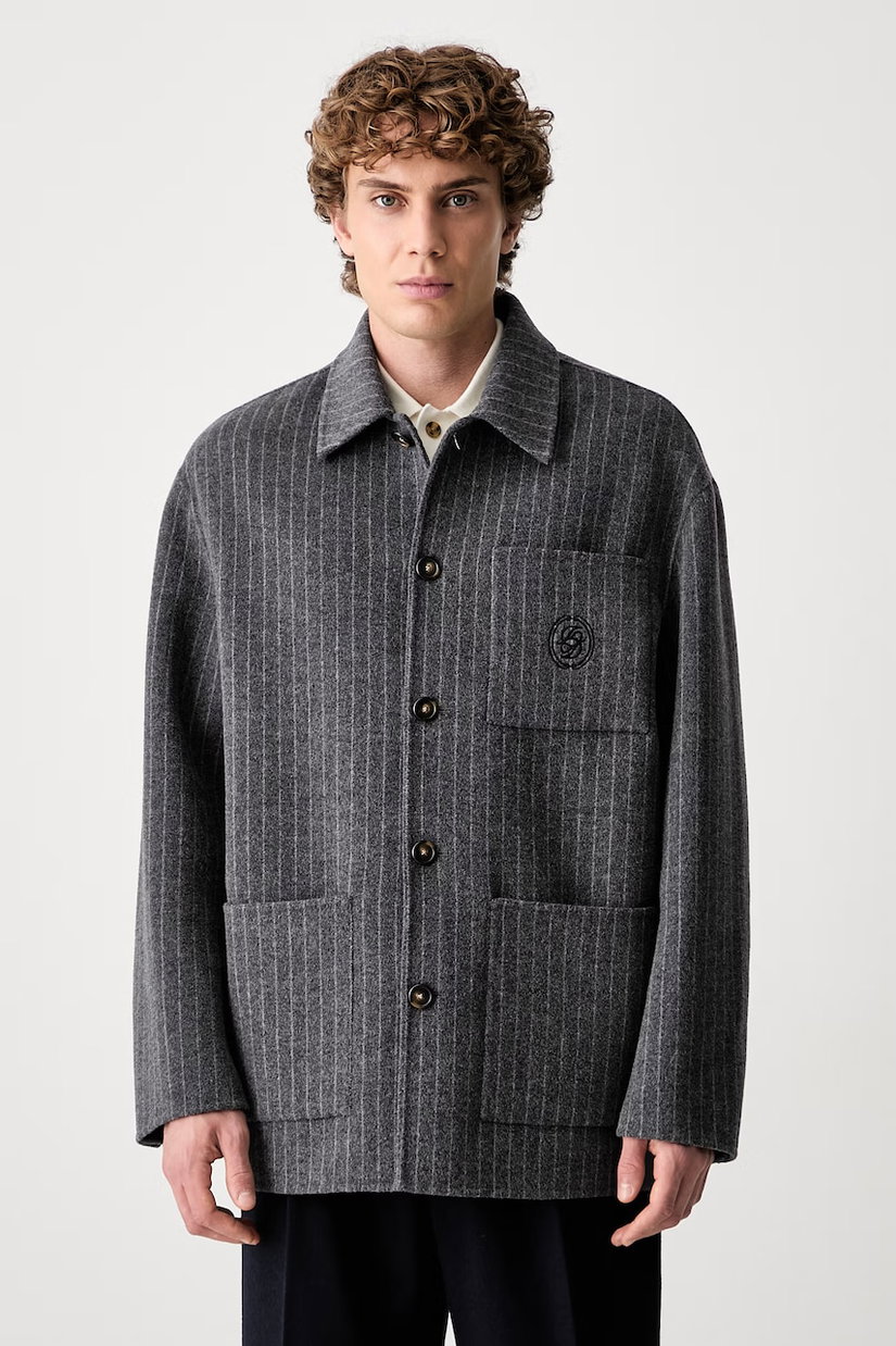 Drôle de Monsieur cămașă pentru bărbați cu lână Pinstripe