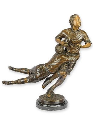 Jucatori de rugby-statueta bronz cu soclu marmura