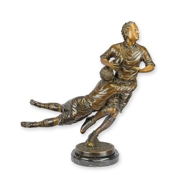 Jucatori de rugby-statueta bronz cu soclu marmura