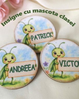 Insigne personalizate cu mascota clasei - greierasi