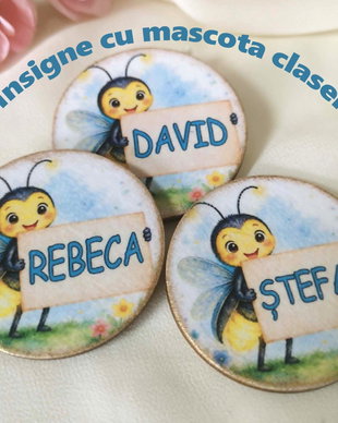 Insigne personalizate cu mascota clasei - licurici