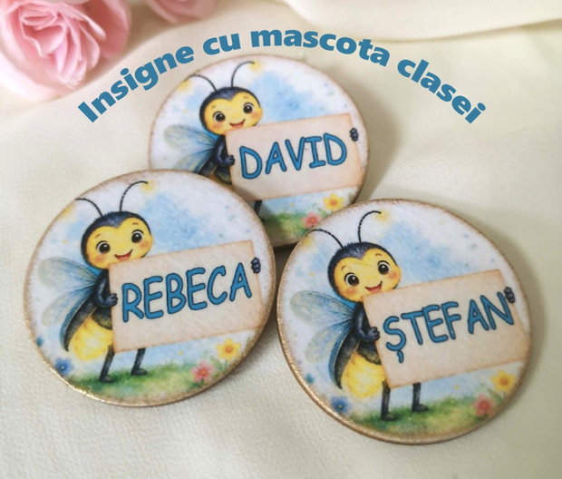 Insigne personalizate cu mascota clasei - licurici