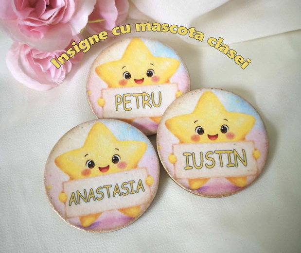 Insigne personalizate cu mascota clasei - stelute
