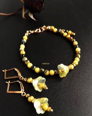 set turcoaz galben african  si flori clopotei