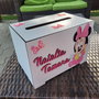 Cutie de bani pentru botez Minnie Mouse personalizată | Cutie dar botez fetiță