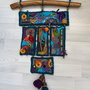 Tablou textil brodat manual. Artă textilă contemporană. Decor de perete unicat
