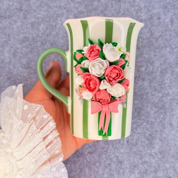 Cana handmade cu flori