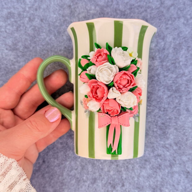 Cana handmade cu flori
