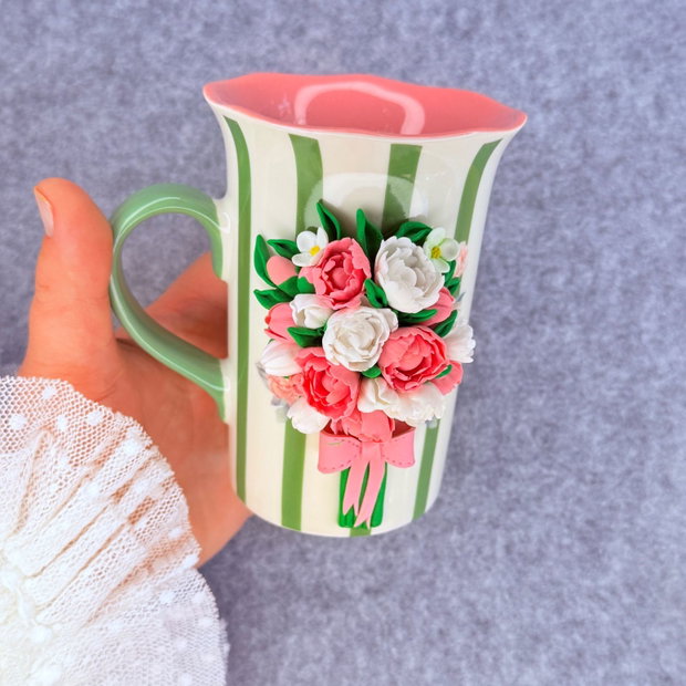 Cana handmade cu flori