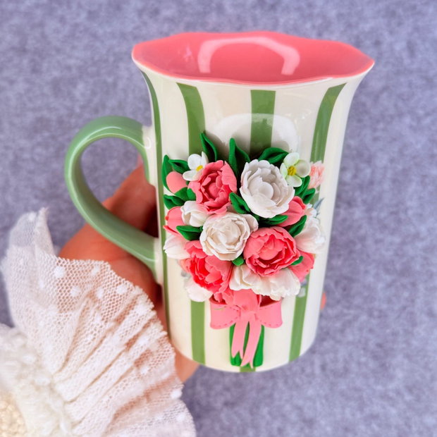 Cana handmade cu flori