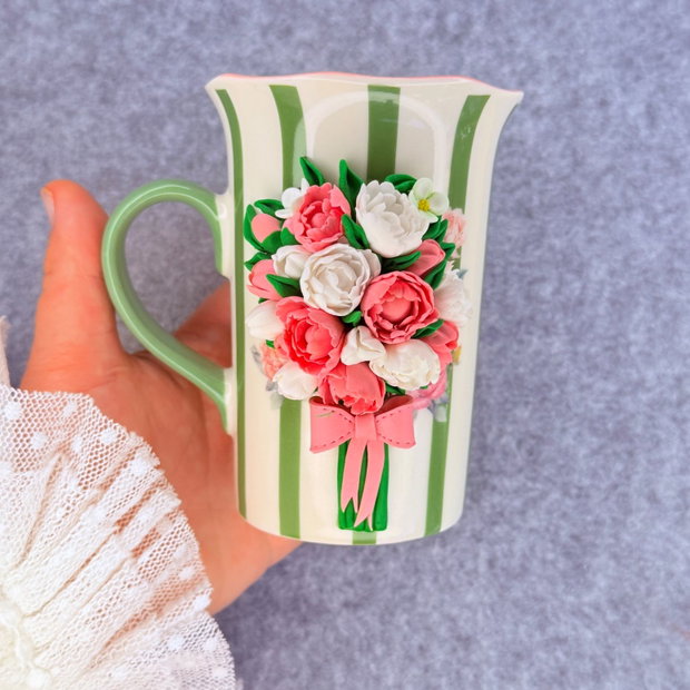 Cana handmade cu flori