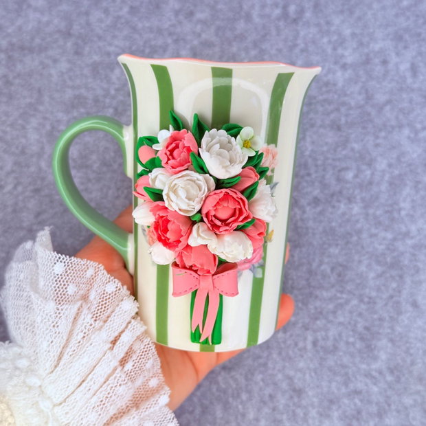 Cana handmade cu flori