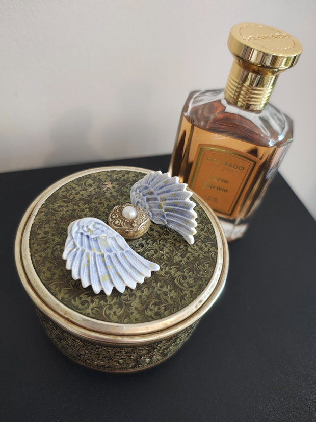 Cercei aripi de inger portelan bleu