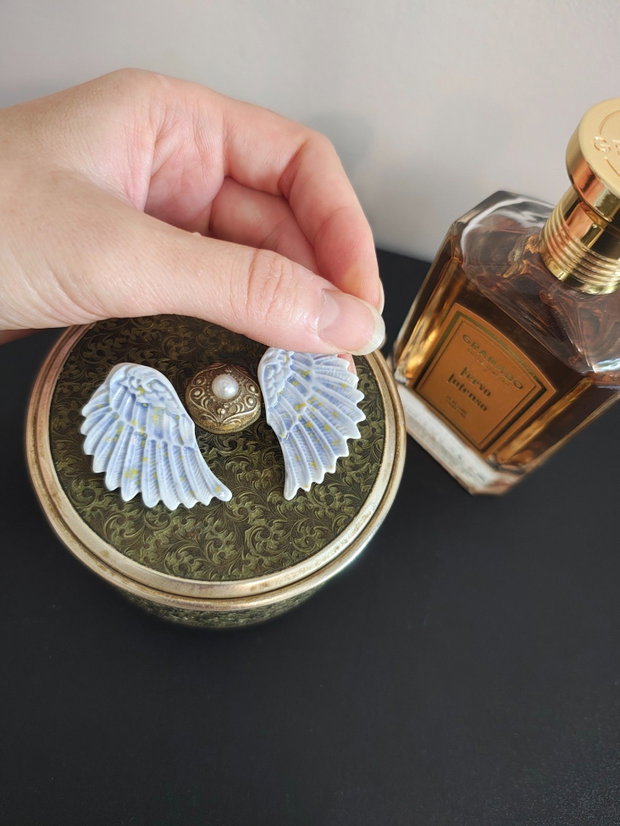 Cercei aripi de inger portelan bleu