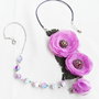 colier floral mov lavanda cu jad multicolor