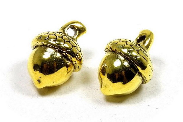 Pandantiv metalic, auriu antichizat, ghinda, 15.5x10.5 mm