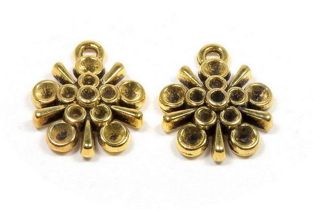 Pandantiv / charm metalic, auriu antichizat, 18.5x15.5 mm