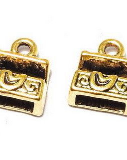 Pandantiv / charm metalic, auriu antichizat, 11x10 mm