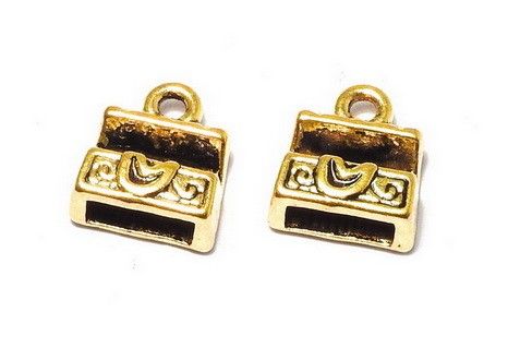 Pandantiv / charm metalic, auriu antichizat, 11x10 mm