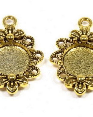 Pandantiv metalic, auriu antichizat, 30x21 mm