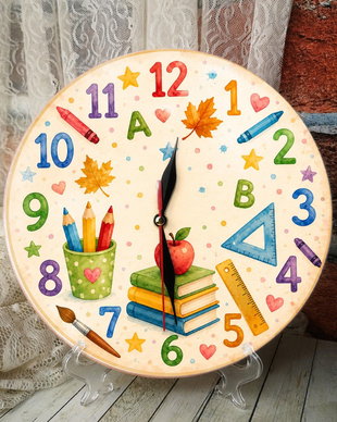 Ceas decorat manual pentru scoala, gradinita