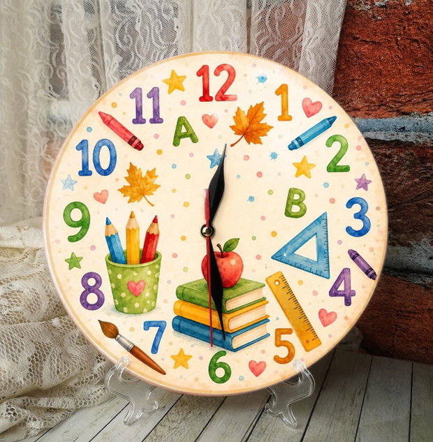 Ceas decorat manual pentru scoala, gradinita