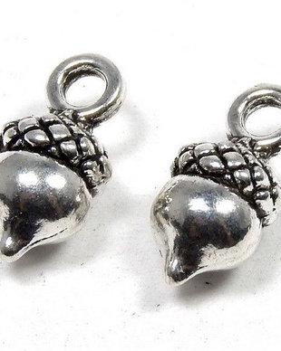 Pandantiv metalic, argintiu antichizat, ghinda, 14x7 mm
