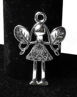Pandantiv metalic, argintiu antichizat, 31x21.5 mm