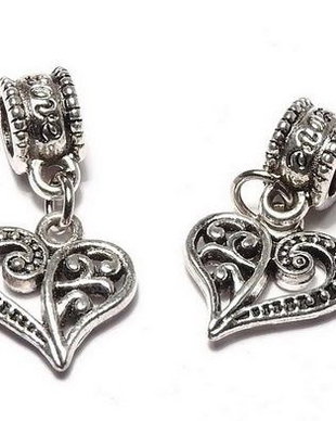 Pandantiv / charm metalic, argintiua ntichizat, 25x13 mm