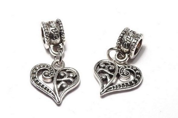 Pandantiv / charm metalic, argintiua ntichizat, 25x13 mm