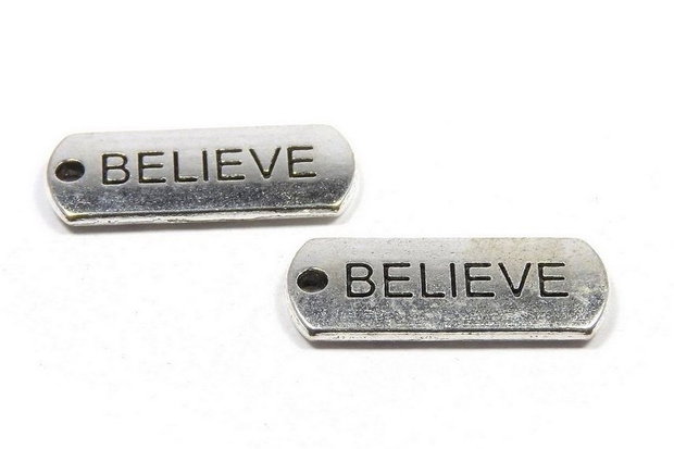 Pandantiv metalic, argintiu antichizat, 21x8 mm