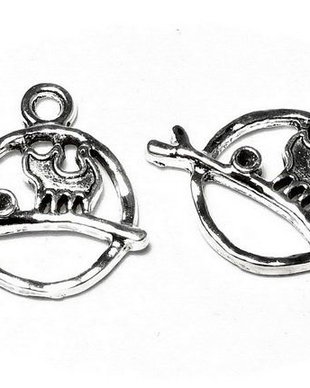 Pandantiv metalic, argintiu antichizat, 19x18.5 mm