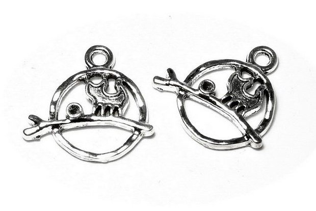 Pandantiv metalic, argintiu antichizat, 19x18.5 mm