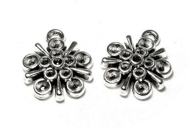 Pandantiv / charm metalic, argintiu antichizat, 18.5x15.5 mm