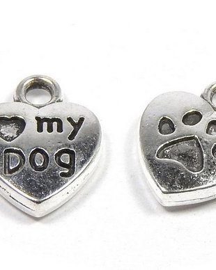 Pandantiv / charm metalic, argintiu antichizat, 13x10 mm