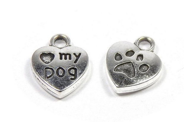 Pandantiv / charm metalic, argintiu antichizat, 13x10 mm