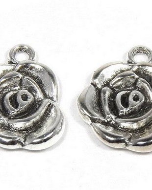Pandantiv metalic, argintiu antichizat, 17.5x14 mm