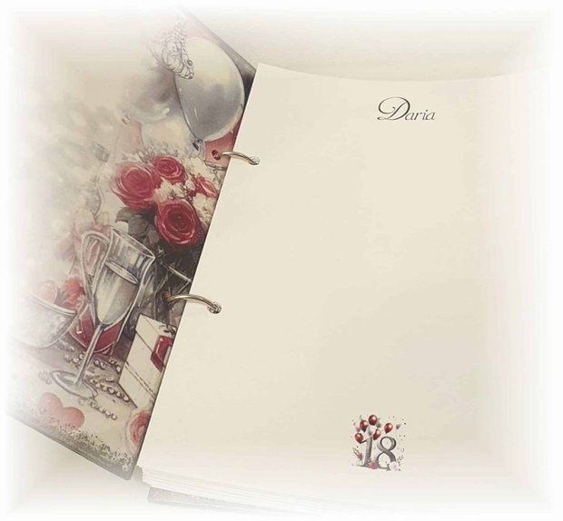 Guestbook personalizat pentru majorat / petrecere 18 ani, model 1